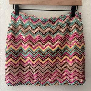 Francesca's Multicolor Sequin Chevron Mini Skirt